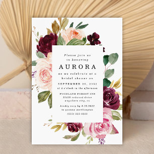 Burgundy Blush Pink Gold Floral Vrijgezellenfeest Kaart