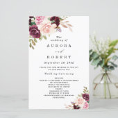 Burgundy Blush Pink Gold Floral Wedding Programs (Staand voorkant)