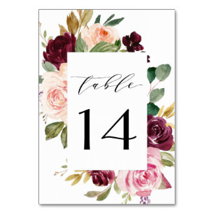 Burgundy Blush Pink Peach Gold Floral Boho Wedding Kaart