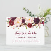 Burgundy Blush Pink Wedding Save the Date (Staand voorkant)
