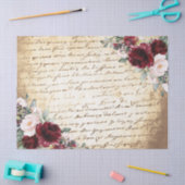  Burgundy Blush Roos Oude Letter-ontkoppeling   Tissuepapier (Craft)