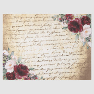 Burgundy Blush Roos Oude Letter-ontkoppeling Tissuepapier