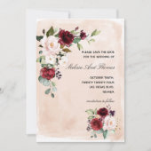 Burgundy Blush Roos Save The Date Aankondiging (Voorkant)