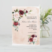 Burgundy Blush Roos Save The Date Aankondiging (Staand voorkant)