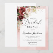 Burgundy Blush rose Floral Invitation Brunch (Devant / Derrière)
