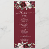 Burgundy Blush Rose Floral Mariage Menu (Dos)