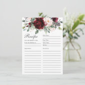 Burgundy Blush Rose Floral Recette Pour Carte Mari (Debout devant)