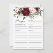 Burgundy Blush Rose Floral Recette Pour Carte Mari (Devant)