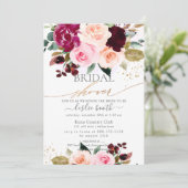 Burgundy Blush Roses Vrijgezellenfeest Kaart (Staand voorkant)