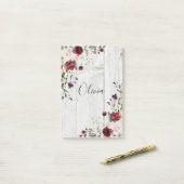 Burgundy Blush Roze Bloemige Rustieke Post-it® Notes (Op bureau)