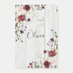 Burgundy Blush Roze Bloemige Rustieke Post-it® Notes