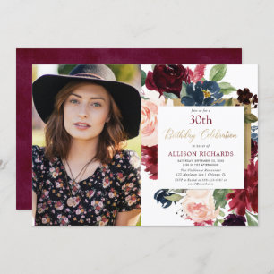 Burgundy blush roze goudblofoto kaart