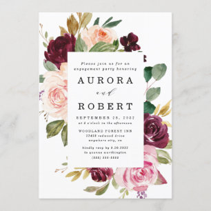 Burgundy Blush Roze Perzik Gouden Verloofpartij Kaart