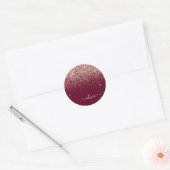 Burgundy Blush Roze Rose Goud Glitter Monogram Ronde Sticker (Envelop)