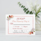 Burgundy Blush Roze Rose Goud Trouw RSVP kaart (Staand voorkant)