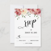 Burgundy & Blush Rozen, Huwelijk Script RSVP Kaart (Voorkant)