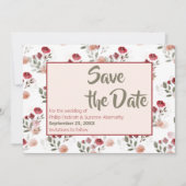 Burgundy Blush Sage Rozen Pattern Save the Date Kaart (Voorkant)