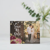 Burgundy Blush Save the Date Photo Briefkaarten (Staand voorkant)