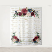 Burgundy Blush Step & Herhaal Baptism Backdrop Wandkleed (Voorkant)