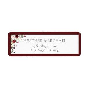 Burgundy Blush Vrijgezellenfeest Return Address Etiket