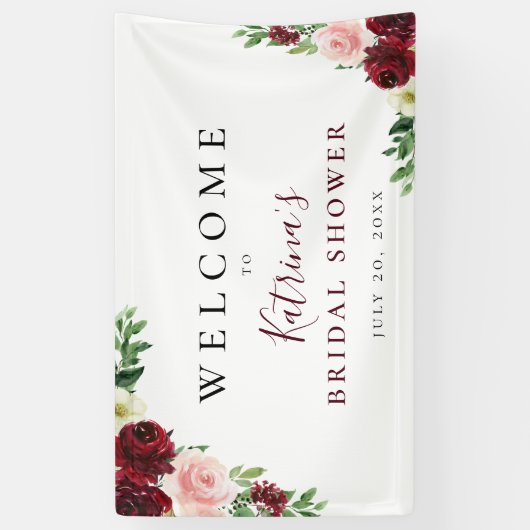 Burgundy Blush Waterverf Floral Spandoek (Verticaal)