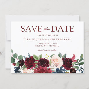 Burgundy Blush Waterverf Floral Wedding Save The Date