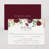 Burgundy Blush Wedding RSVP Meal Choice Card (Devant / Derrière)