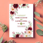 Burgundy Blush Wildflower Wedding Invitation Card