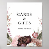 Burgundy Boho Bloemkaarten en Cadeaubord Sign Poster (Voorkant)