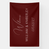 Burgundy Boho Classic Rustic Simple Modern Wedding Spandoek (Verticaal)