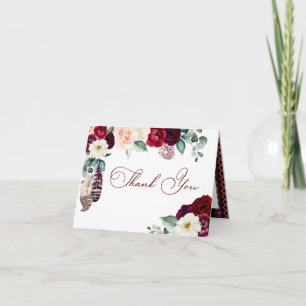 Burgundy Boho Dreamcatcher Carte de remerciements