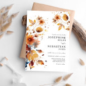 Burgundy Boho Fall Floral Photo Faire-part de mari