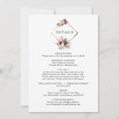 Burgundy Boho Floral in één bruiloft Kaart (Achterkant)