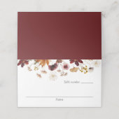 Burgundy Boho Floral Mariage Cartes de Place (Extérieur déplié)
