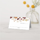 Burgundy Boho Floral Mariage Cartes de Place (Devant)