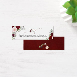 Burgundy Boho Floral Wedding RSVP Online Kaart