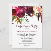 Burgundy Boho Flowers Kerstfeest Kaart (Voorkant)