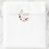 Burgundy Boho Herfst Bloem Ronde Sticker (Tas)