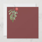 Burgundy Boho Pomegranate Leaves Modern Botanical Kaart (Achterkant)