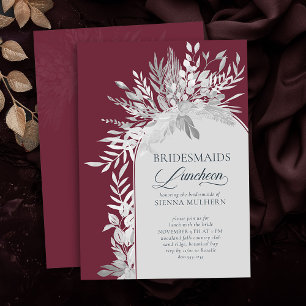 Burgundy Botanical Arch Bridesmaids Luncheon Kaart
