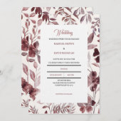 Burgundy Botanical Elegance Wedding Invitation (Devant / Derrière)