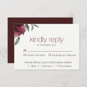 Burgundy Botanical Wedding RSVP Card (Voorkant / Achterkant)