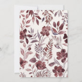 Burgundy Botanische Elegantie Huwelijksuitnodiging Kaart (Achterkant)