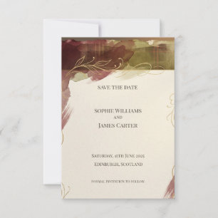 Burgundy Botanische Save the Date Herfst Aquarel