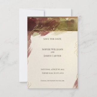 Burgundy Botanische Save the Date | Herfst Aquarel