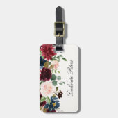 Burgundy Bouquet | Gepersonaliseerd Bagagelabel (Voorkant verticaal)