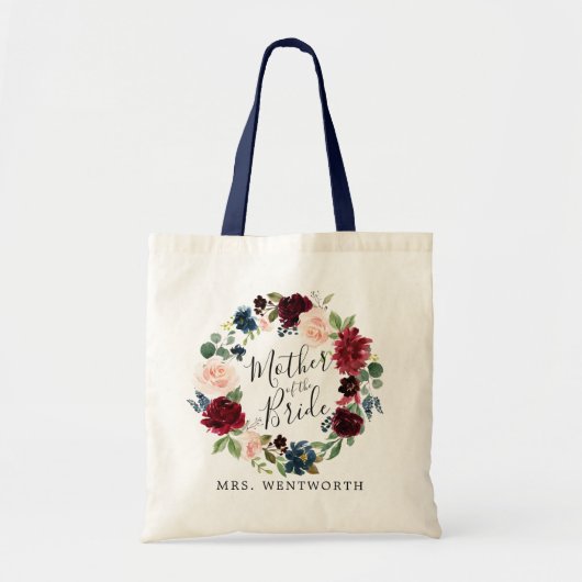Burgundy Bouquet Wreath | Moeder van de Bride Tote Bag (Voorkant)