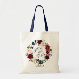 Burgundy Bouquet Wreath   Zuster van de Bride Tote Bag