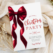 Burgundy Bow Christmas Party Invitation