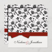 Burgundy Bow Flower Wedding Invitation Kaart (Voorkant / Achterkant)